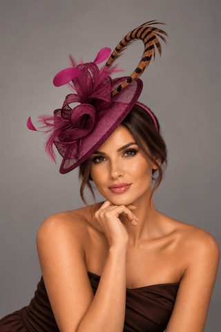 KENNI FASCINATOR WITH PHEASANT FEATHER LOOP - The Hat Hive