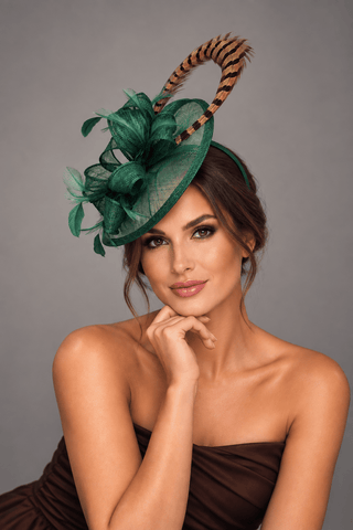 KENNI FASCINATOR WITH PHEASANT FEATHER LOOP - The Hat Hive