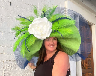 LIME GREEN AND NAVY OVERSIZED FLOPPY HAT - The Hat Hive