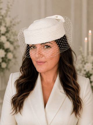 Modern Wedding Hat with Veil - The Hat Hive