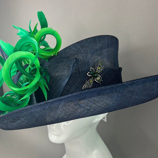 Navy and kelly green Kentucky Derby Hat - The Hat Hive