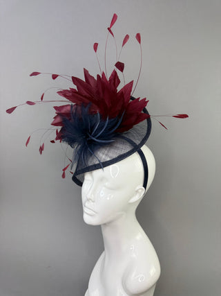 NAVY AND MERLOT MAROON FASCINATOR - The Hat Hive