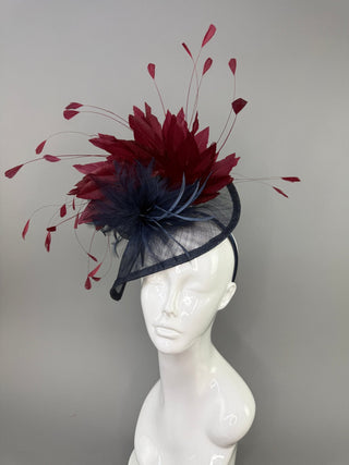 NAVY AND MERLOT MAROON FASCINATOR - The Hat Hive