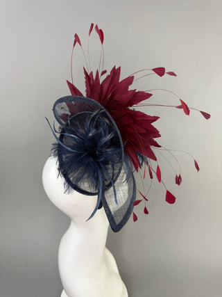 NAVY AND MERLOT MAROON FASCINATOR - The Hat Hive