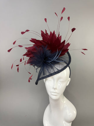 NAVY AND MERLOT MAROON FASCINATOR - The Hat Hive
