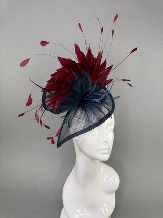 NAVY AND MERLOT MAROON FASCINATOR - The Hat Hive