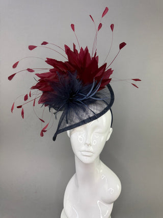 NAVY AND MERLOT MAROON FASCINATOR - The Hat Hive