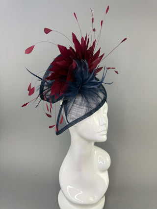 NAVY AND MERLOT MAROON FASCINATOR - The Hat Hive