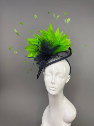 NAVY AND MERLOT MAROON FASCINATOR “THE PHOENIX” - The Hat Hive