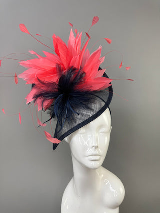 NAVY AND MERLOT MAROON FASCINATOR “THE PHOENIX” - The Hat Hive