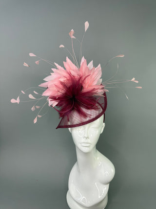 NAVY AND MERLOT MAROON FASCINATOR “THE PHOENIX” - The Hat Hive