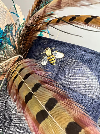 NAVY BLUE PEACOCK FLIPPED BRIM HAT - The Hat Hive