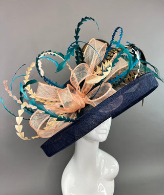 NAVY BLUE PEACOCK FLIPPED BRIM HAT - The Hat Hive