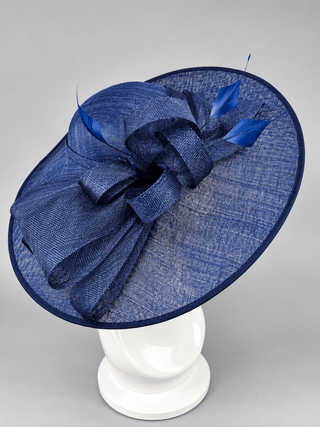 NAVY BLUE WIDE BRIM WITH FEATHERS - The Hat Hive