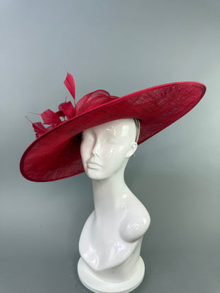 RED WIDE BRIM DERBY HAT - The Hat Hive