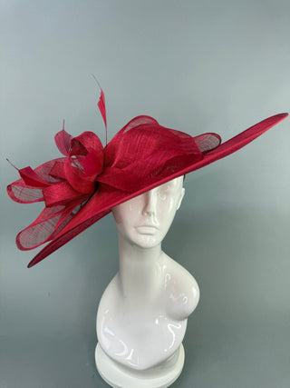 RED WIDE BRIM DERBY HAT - The Hat Hive