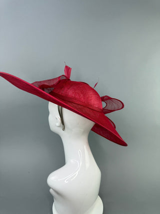 RED WIDE BRIM DERBY HAT - The Hat Hive
