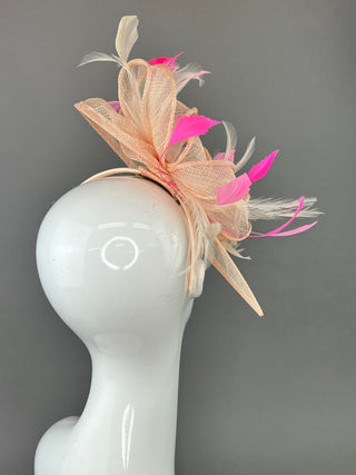 Shades of Pink Fascinator on headband, British Hat, Women’s Church Hat, Derby Hat, Fancy Hat, Pink Hat, Tea Party Hat, wedding hat - The Hat Hive