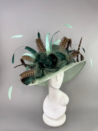 THE GREEN ENVY WIDE BRIM KENTUCKY DERBY HAT - The Hat Hive