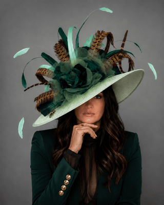 THE GREEN ENVY WIDE BRIM KENTUCKY DERBY HAT - The Hat Hive