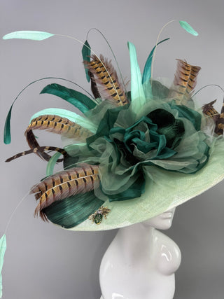 THE GREEN ENVY WIDE BRIM KENTUCKY DERBY HAT - The Hat Hive