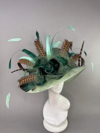 THE GREEN ENVY WIDE BRIM KENTUCKY DERBY HAT - The Hat Hive