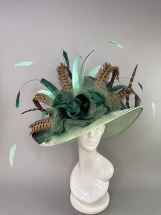 THE GREEN ENVY WIDE BRIM KENTUCKY DERBY HAT - The Hat Hive