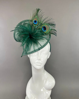 THE TAYLOR FASCINATOR WITH PEACOCK FEATHERS - The Hat Hive