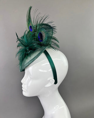 THE TAYLOR FASCINATOR WITH PEACOCK FEATHERS - The Hat Hive