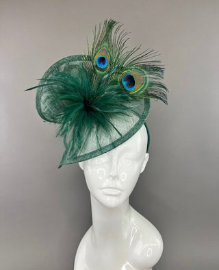 THE TAYLOR FASCINATOR WITH PEACOCK FEATHERS - The Hat Hive