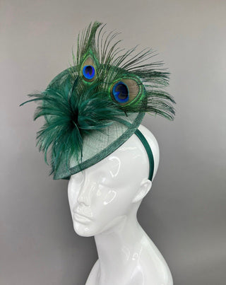 THE TAYLOR FASCINATOR WITH PEACOCK FEATHERS - The Hat Hive