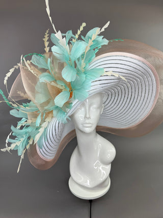 WHITE WITH PASTELS PINNED FLOPPY HAT - The Hat Hive