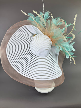 WHITE WITH PASTELS PINNED FLOPPY HAT - The Hat Hive