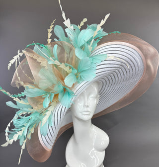 WHITE WITH PASTELS PINNED FLOPPY HAT - The Hat Hive