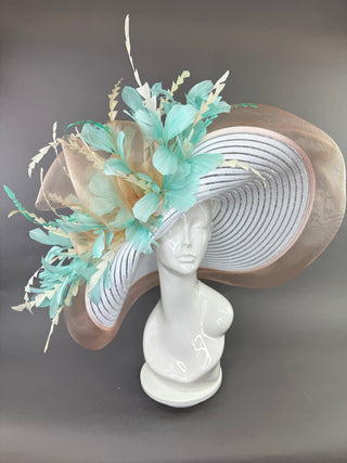 WHITE WITH PASTELS PINNED FLOPPY HAT - The Hat Hive