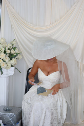WIDE BRIM VEIL BRIDAL HAT - The Hat Hive
