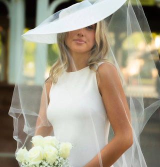 WIDE BRIM VEIL BRIDAL HAT - The Hat Hive