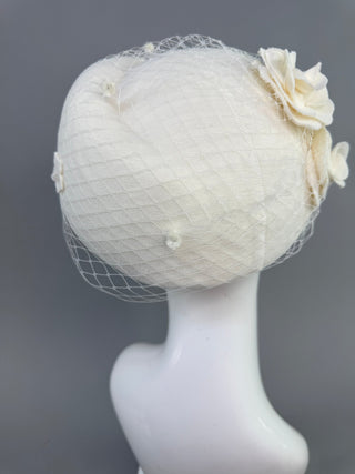 Winter Bride Felt Wedding Hat with Veil - The Hat Hive