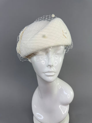 Winter Bride Felt Wedding Hat with Veil - The Hat Hive