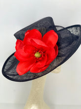 Load image into Gallery viewer, RED MAGNOLIA ON BLACK HAT