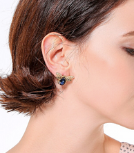 Load image into Gallery viewer, BLUE GLASS BEE EARRINGS