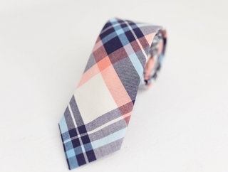PASTEL PINK PLAID NECK TIE