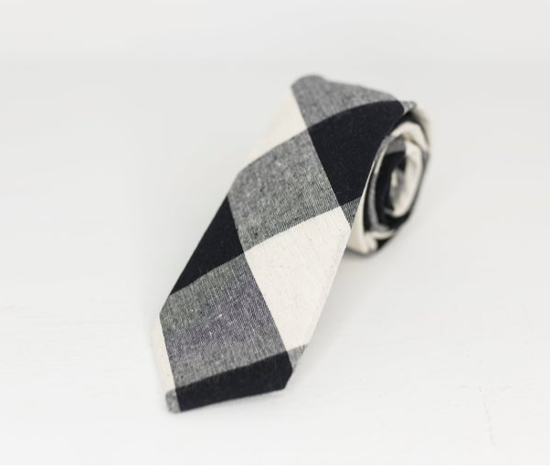 black and white neck tie