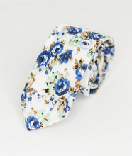 Load image into Gallery viewer, ROYAL BLUE FLORAL NECK TIE