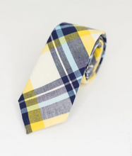Load image into Gallery viewer, YELLOW AND BLUE PLAID NECK TIE