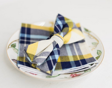 Load image into Gallery viewer, YELLOW AND BLUE PLAID BOW TIE