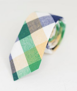 GREEN AND BLUE PLAID NECK TIE