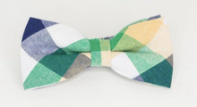 Load image into Gallery viewer, GREEN AND BLUE PLAID BOW TIE