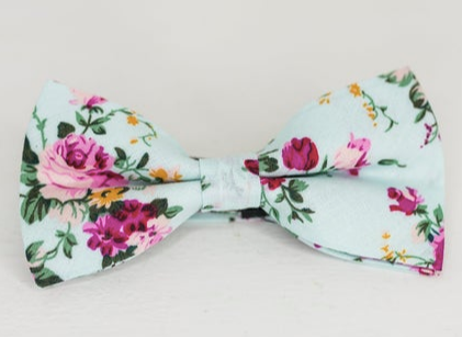 PINK ROSE FLORAL BOW TIE