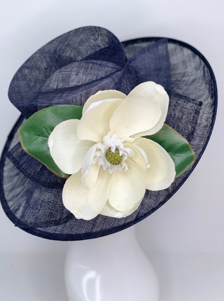 NAVY BLUE & MAGNOLIA DERBY HAT